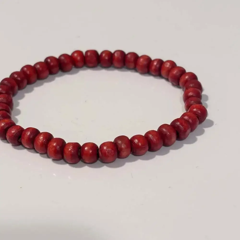 The Bead Chest Stackable Red Beaded Stretch Bracelet Jewelry
